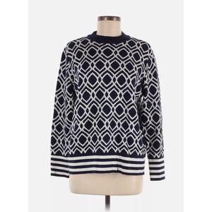 Anne Klein Argyle Geo Printed High Collar Long Sleeve Pullover Sweater (NWT)